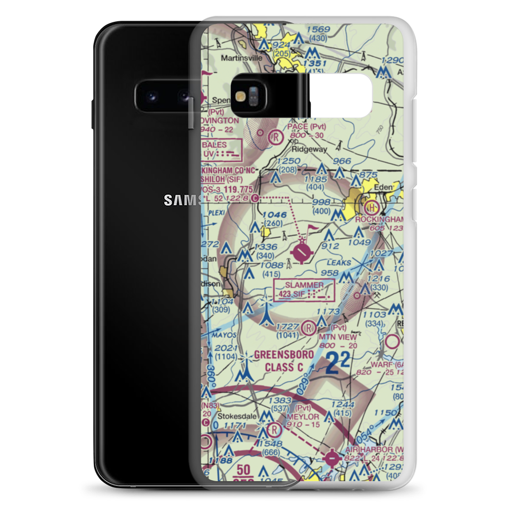 Rockingham County NC Shiloh Airport (SIF) VFR Sectional Samsung Case Samsung Galaxy S10+ model shown