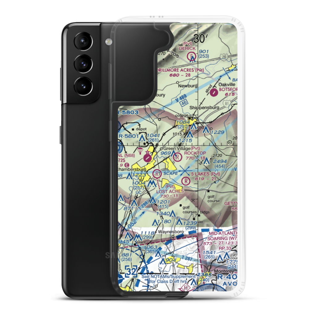 Rocktop Airport (PA58) VFR Sectional Samsung Case Samsung Galaxy S21 Plus model shown