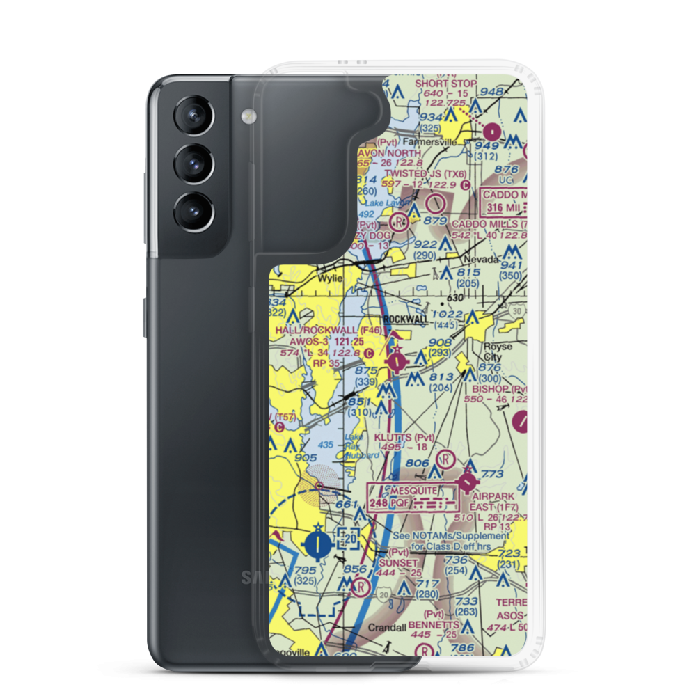 Rockwall Municipal Airport (F46) VFR Sectional Samsung Case Samsung Galaxy S21 model shown