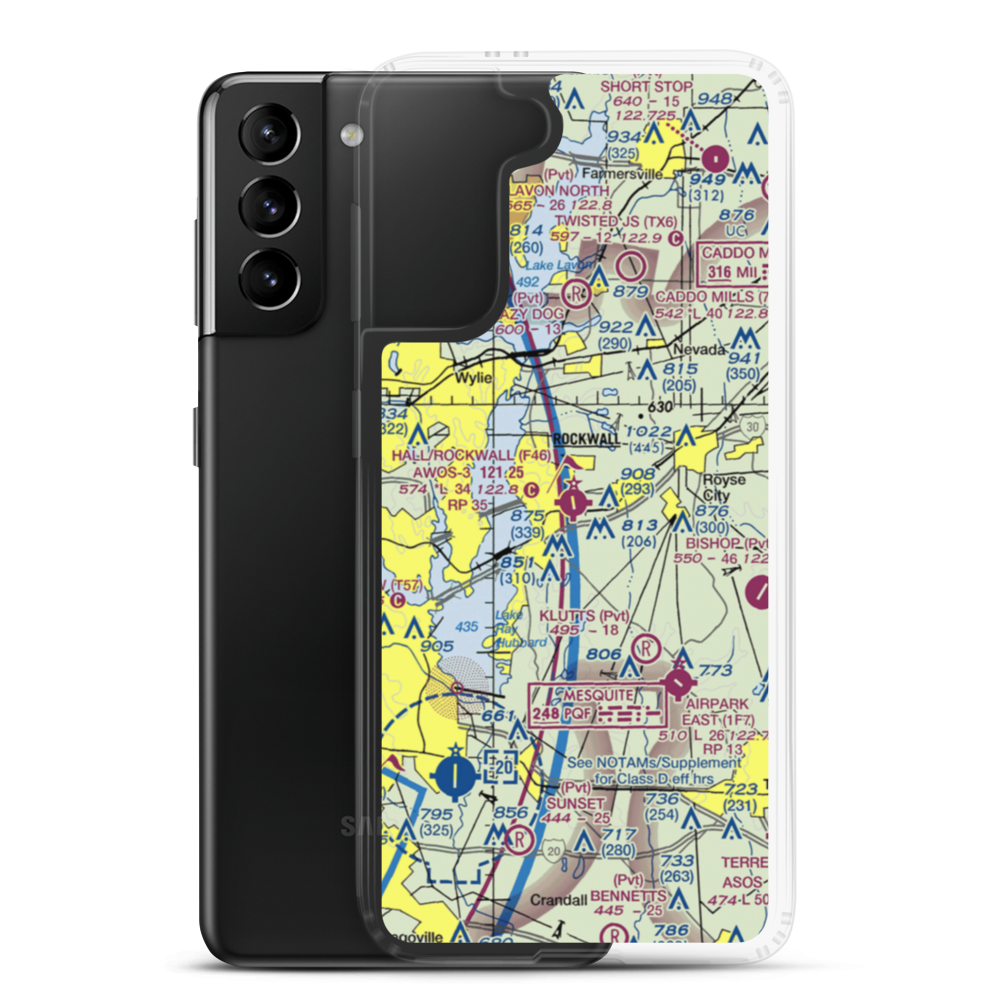 Rockwall Municipal Airport (F46) VFR Sectional Samsung Case Samsung Galaxy S21 Plus model shown