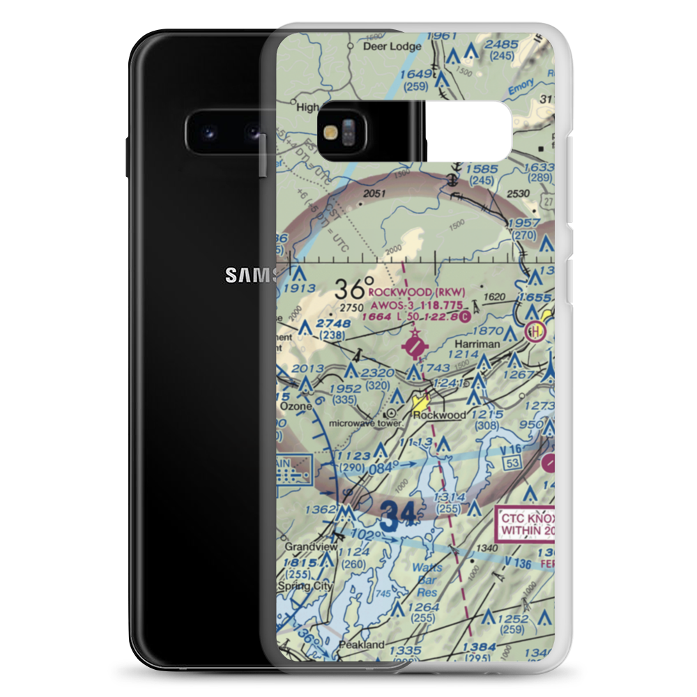Rockwood Municipal Airport (RKW) VFR Sectional Samsung Case Samsung Galaxy S10+ model shown