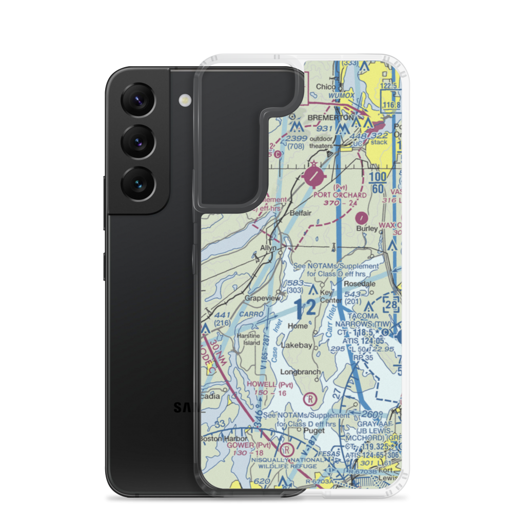 Rocky Bay Airport (WT77) VFR Sectional Samsung Case Samsung Galaxy S22 model shown