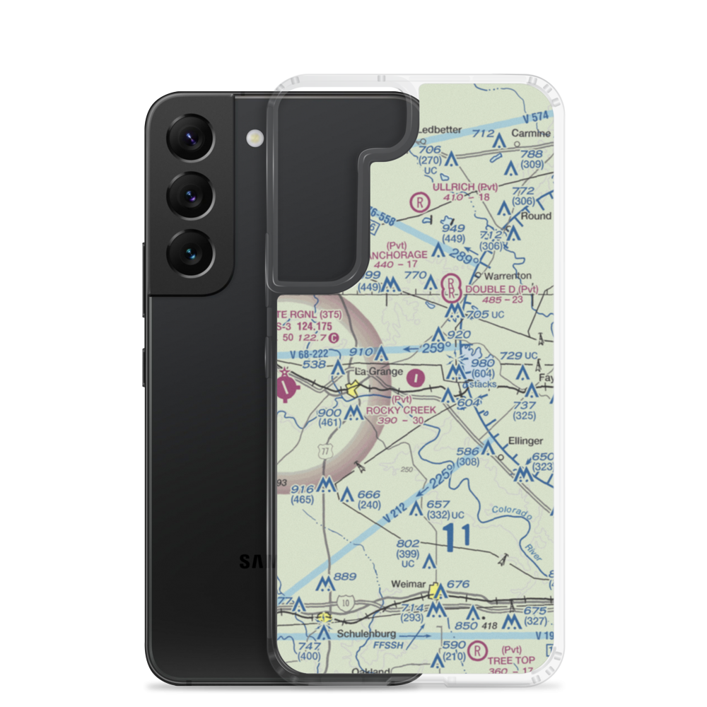 Rocky Creek Ranch Airport (9TE6) VFR Sectional Samsung Case Samsung Galaxy S22 model shown