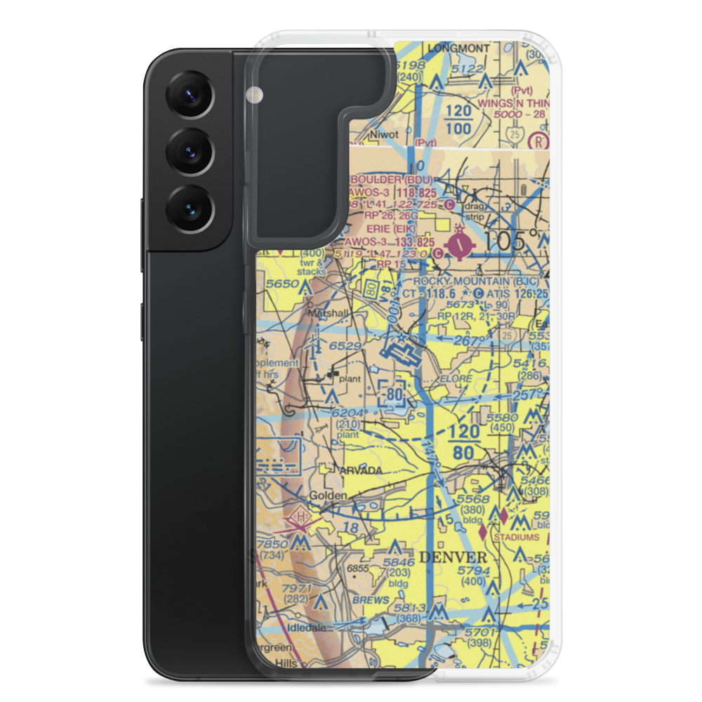 Rocky Mountain Metropolitan Airport (BJC) VFR Sectional Samsung Case Samsung Galaxy S22 Plus model shown