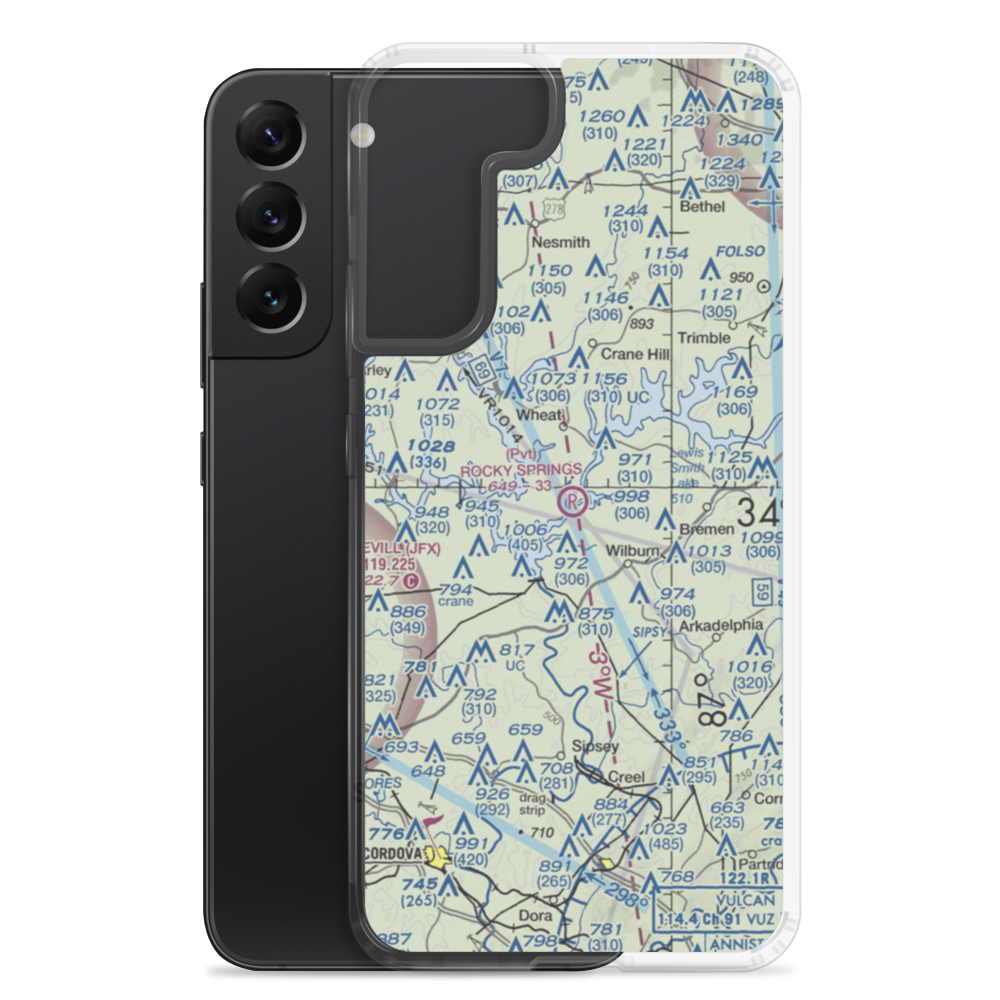 Rocky Springs Airpark (AL30) VFR Sectional Samsung Case Samsung Galaxy S22 Plus model shown