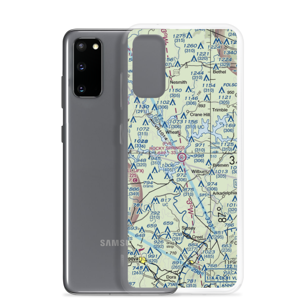 Rocky Springs Airpark (AL30) VFR Sectional Samsung Case Samsung Galaxy S20 model shown