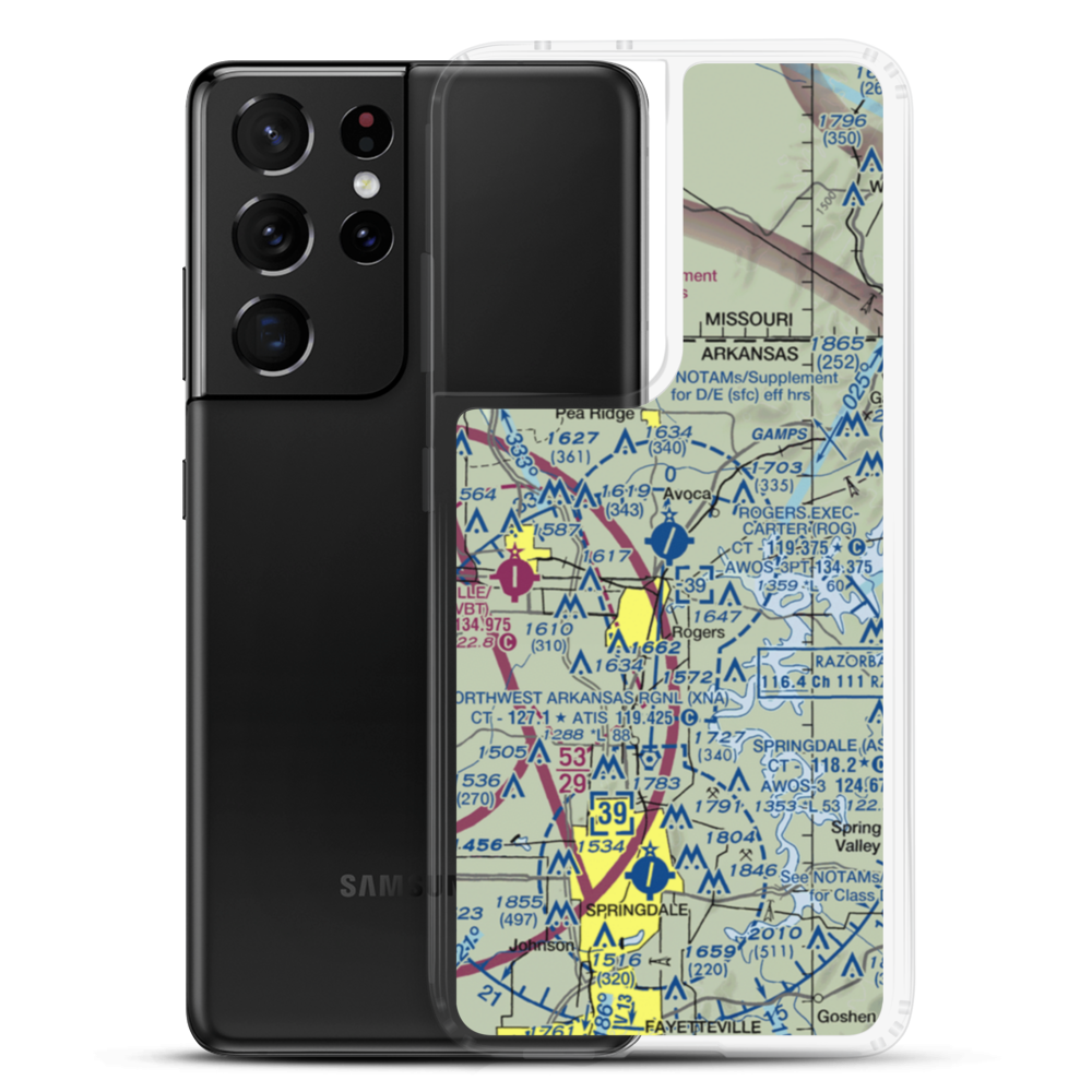 Rogers Municipal Airport-Carter Field (ROG) VFR Sectional Samsung Case Samsung Galaxy S21 Ultra model shown