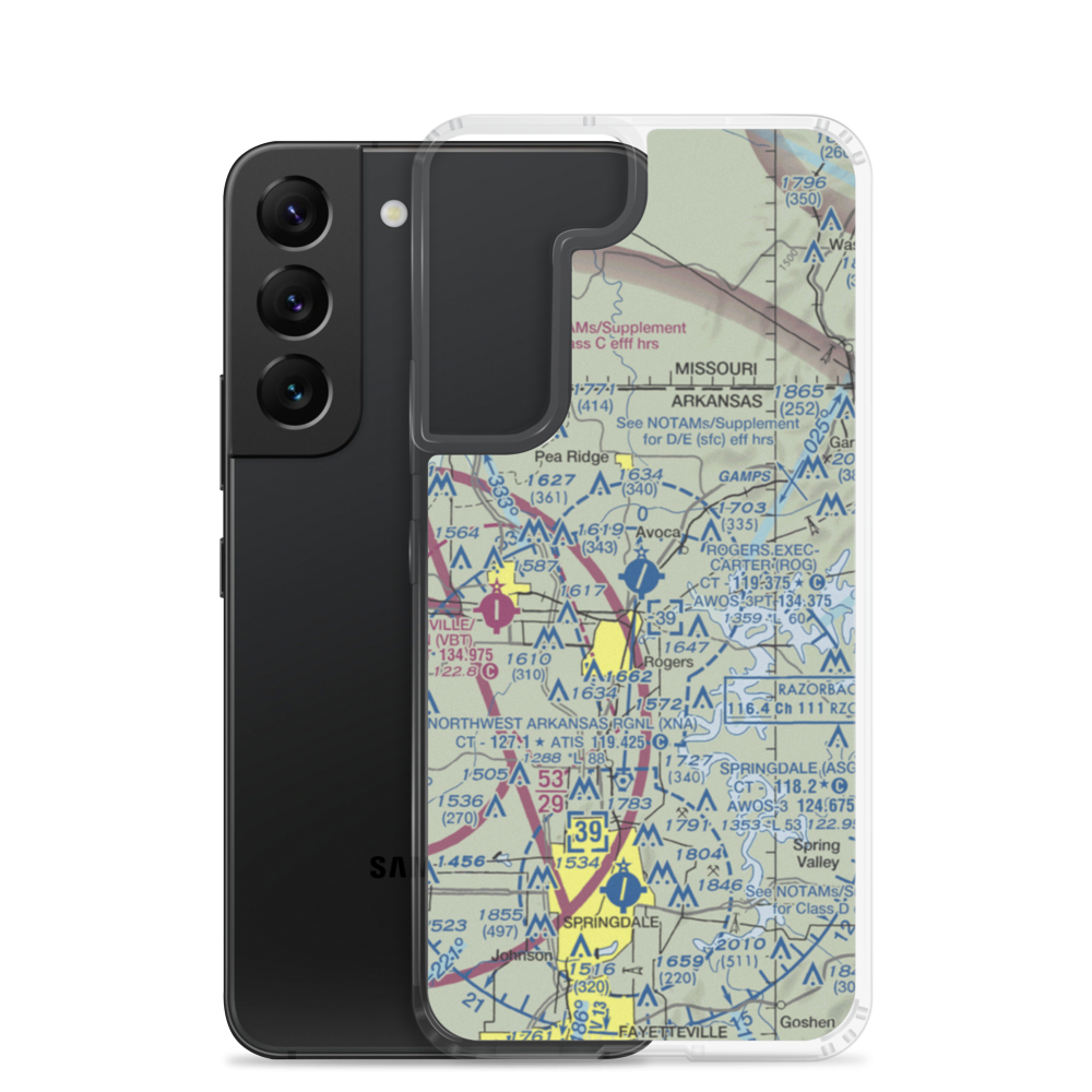Rogers Municipal Airport-Carter Field (ROG) VFR Sectional Samsung Case Samsung Galaxy S22 model shown