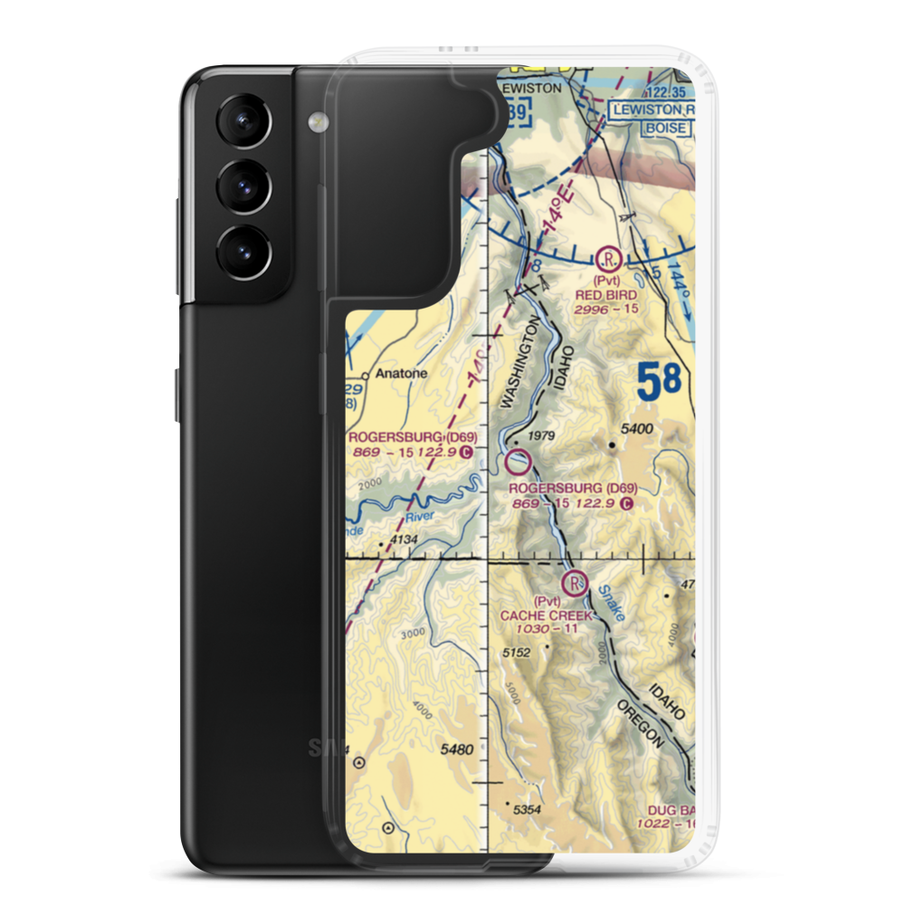 Rogersburg Airport (D69) VFR Sectional Samsung Case Samsung Galaxy S21 Plus model shown