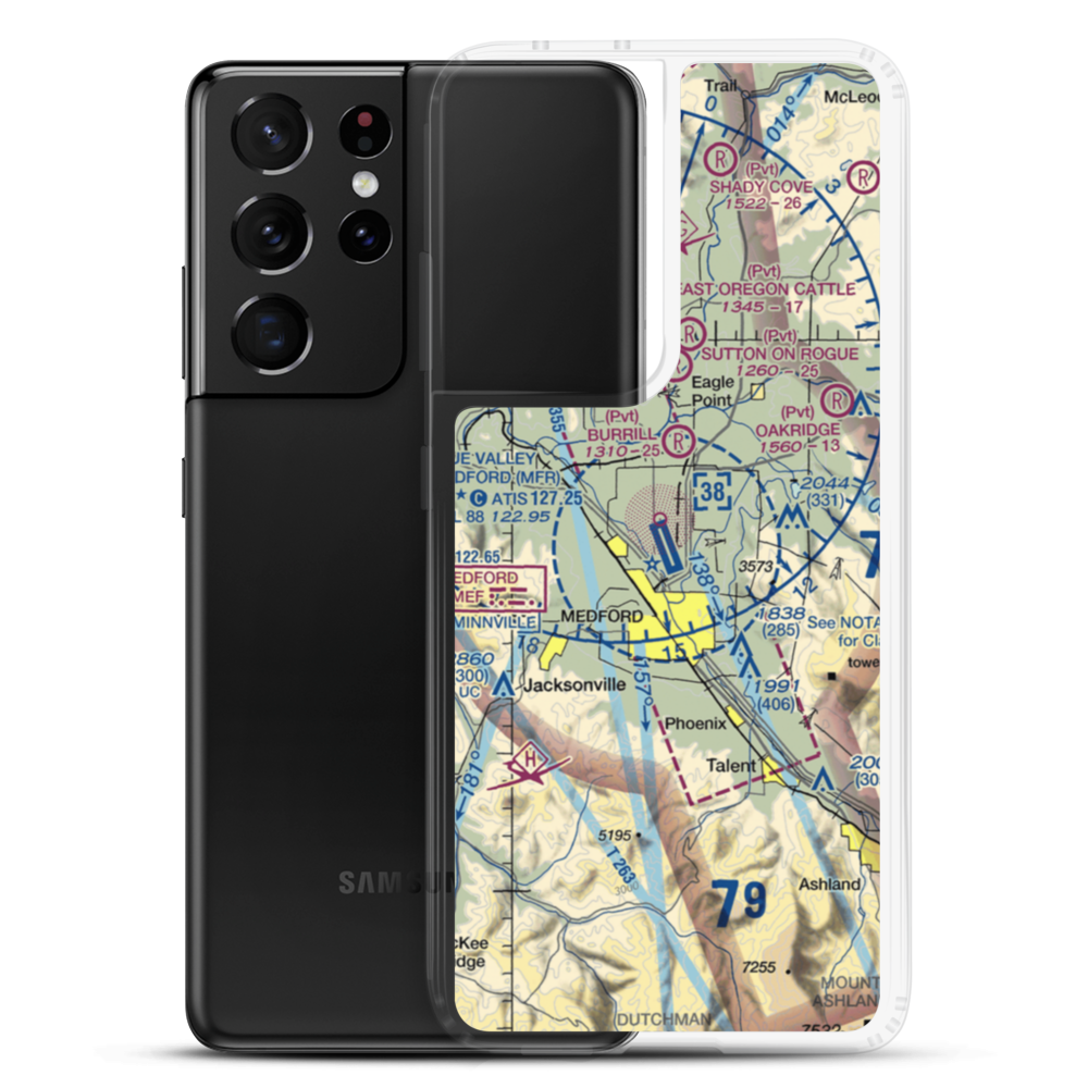 Rogue Valley International Medford Airport (MFR) VFR Sectional Samsung Case Samsung Galaxy S21 Ultra model shown