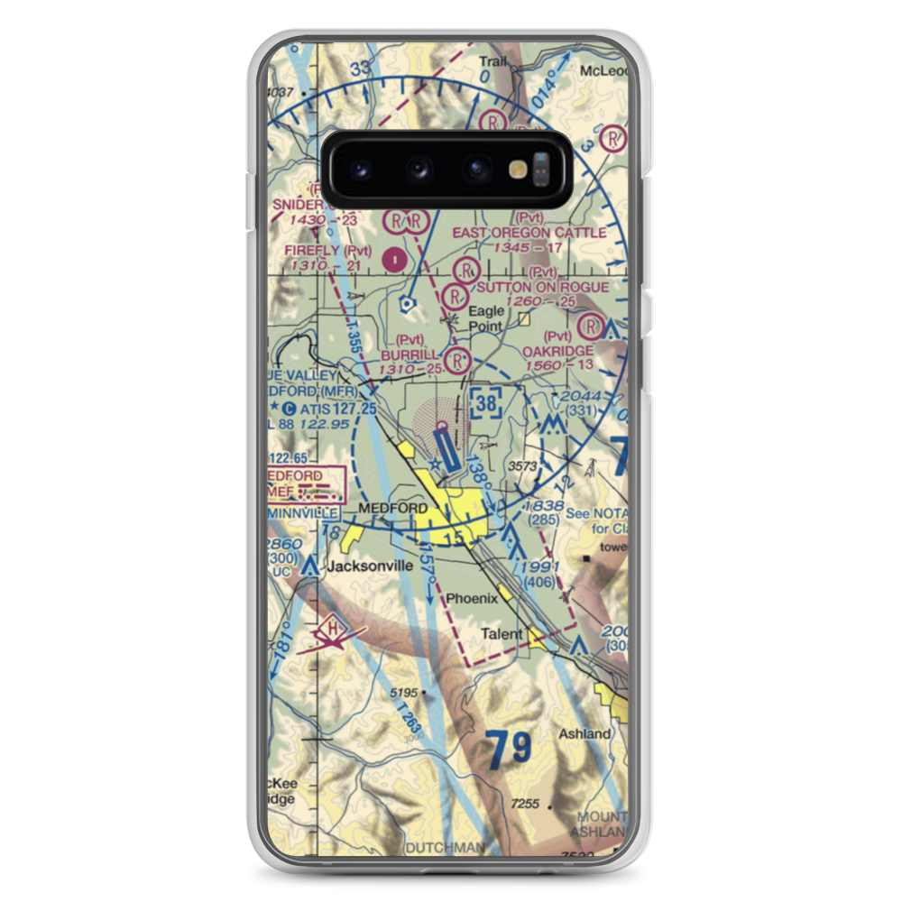 Rogue Valley International Medford Airport (MFR) VFR Sectional Samsung Case Samsung Galaxy S10+ model shown