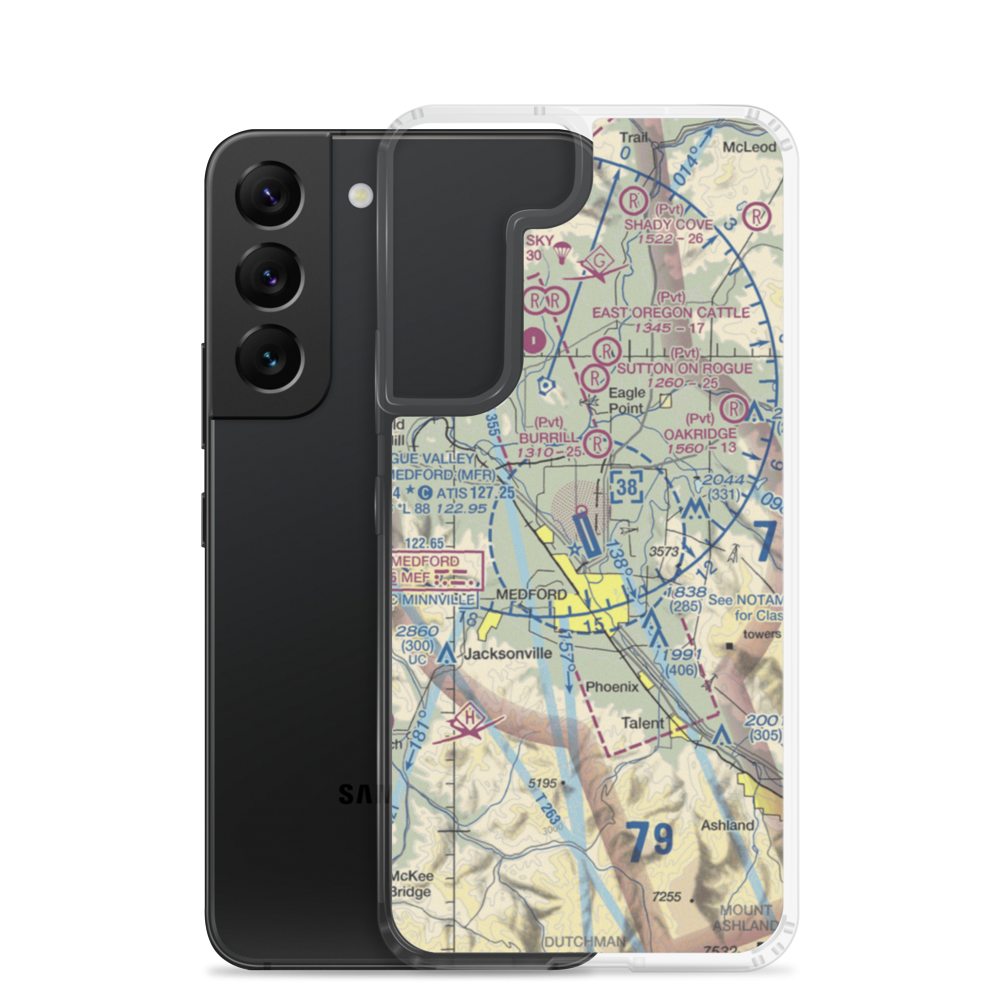 Rogue Valley International Medford Airport (MFR) VFR Sectional Samsung Case Samsung Galaxy S22 model shown