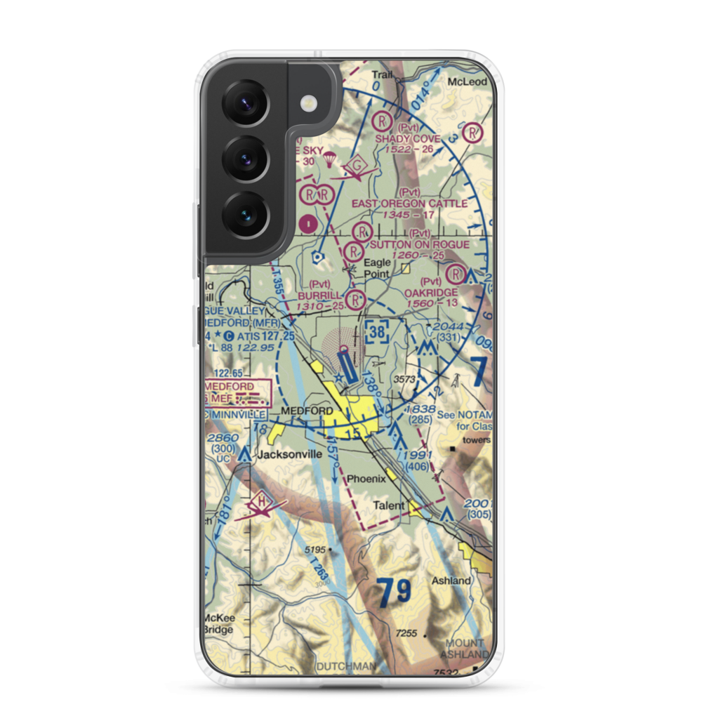 Rogue Valley International Medford Airport (MFR) VFR Sectional Samsung Case Samsung Galaxy S22 Plus model shown
