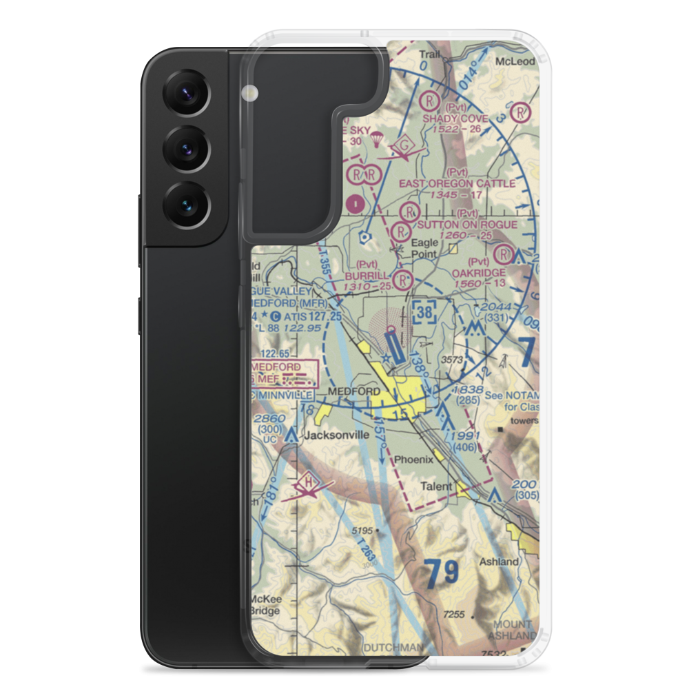 Rogue Valley International Medford Airport (MFR) VFR Sectional Samsung Case Samsung Galaxy S22 Plus model shown