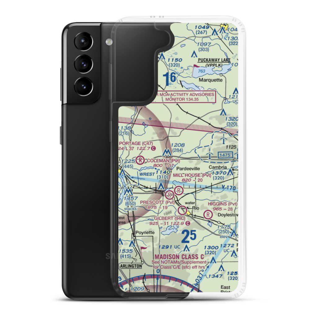 Rohde's Airport (US-0129) VFR Sectional Samsung Case Samsung Galaxy S21 Plus model shown