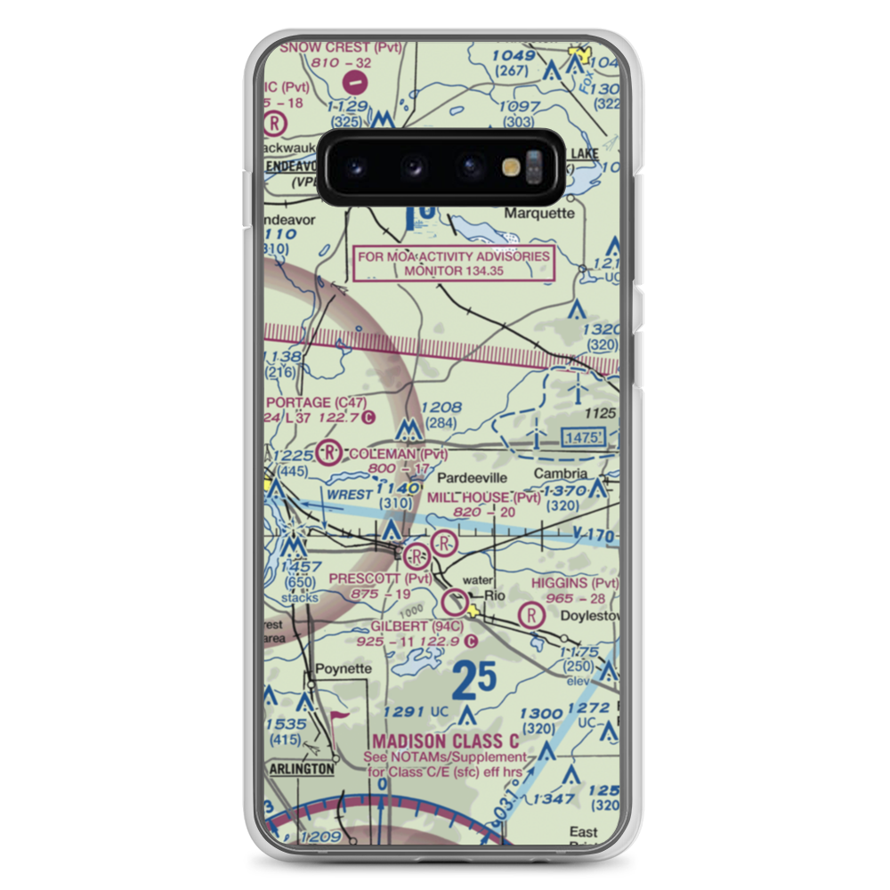 Rohde's Airport (US-0129) VFR Sectional Samsung Case Samsung Galaxy S10+ model shown