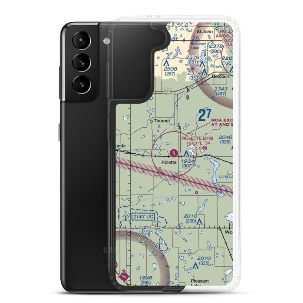 Rolette Airport (2H9) VFR Sectional Samsung Case Samsung Galaxy S21 Plus model shown