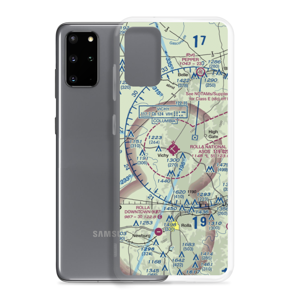 Rolla National Airport (VIH) VFR Sectional Samsung Case Samsung Galaxy S20 Plus model shown