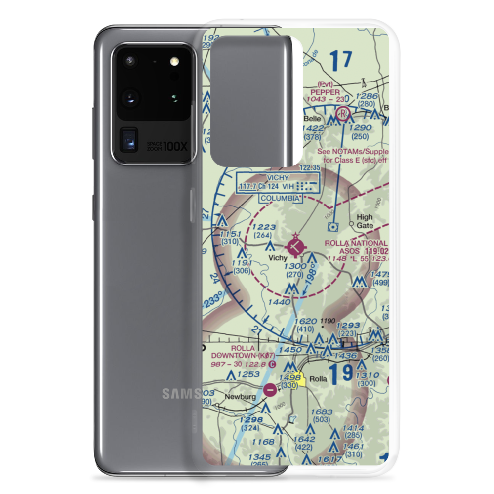 Rolla National Airport (VIH) VFR Sectional Samsung Case Samsung Galaxy S20 Ultra model shown
