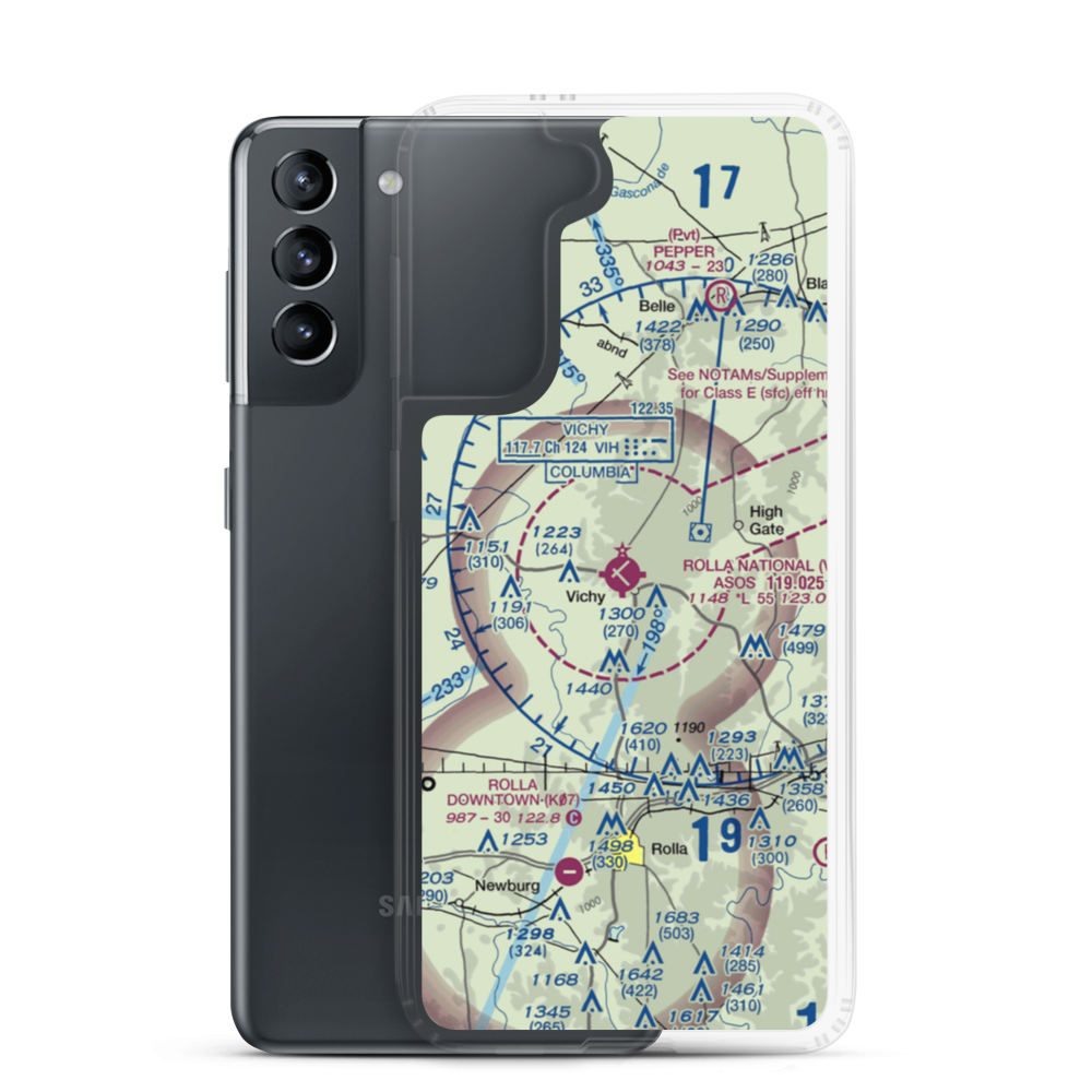 Rolla National Airport (VIH) VFR Sectional Samsung Case Samsung Galaxy S21 model shown