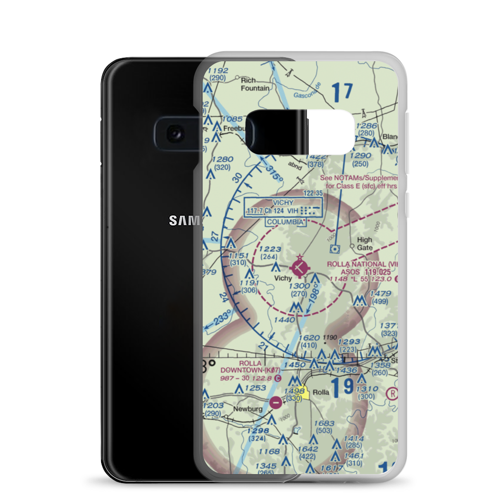 Rolla National Airport (VIH) VFR Sectional Samsung Case Samsung Galaxy S10e model shown