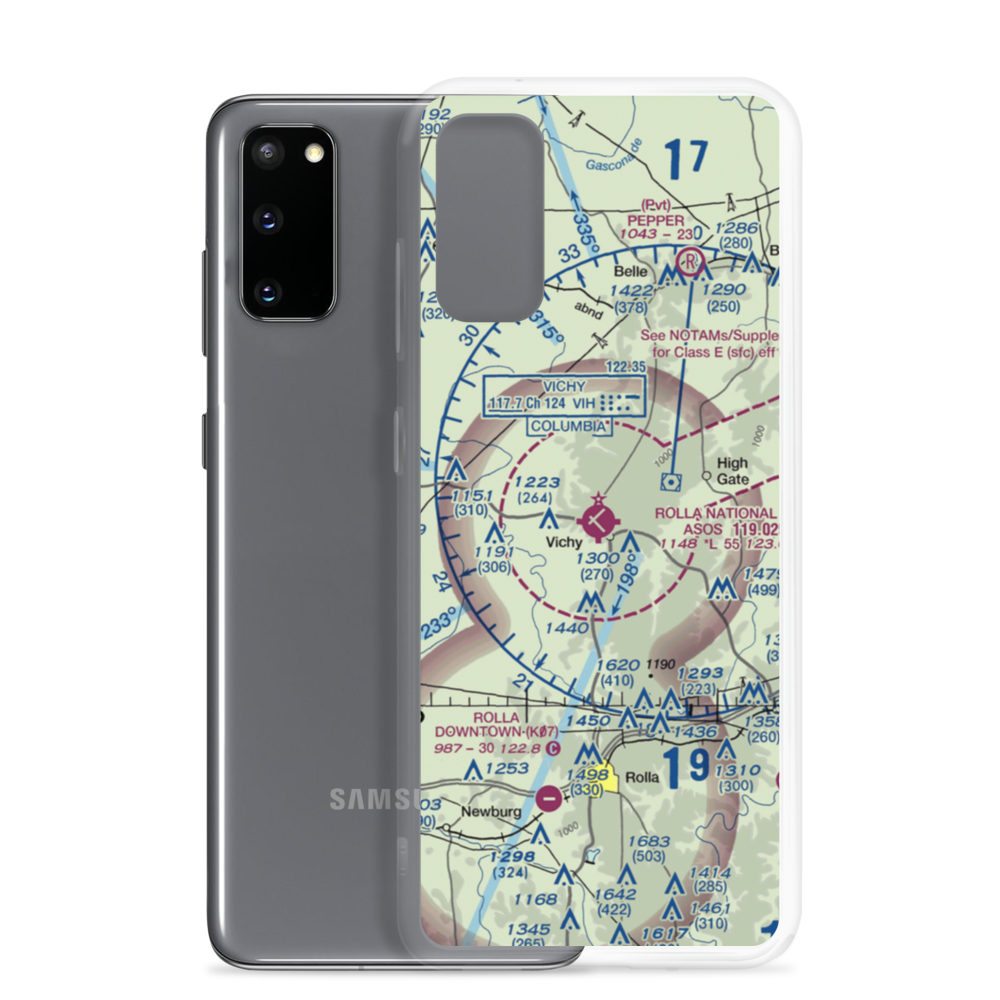 Rolla National Airport (VIH) VFR Sectional Samsung Case Samsung Galaxy S20 model shown