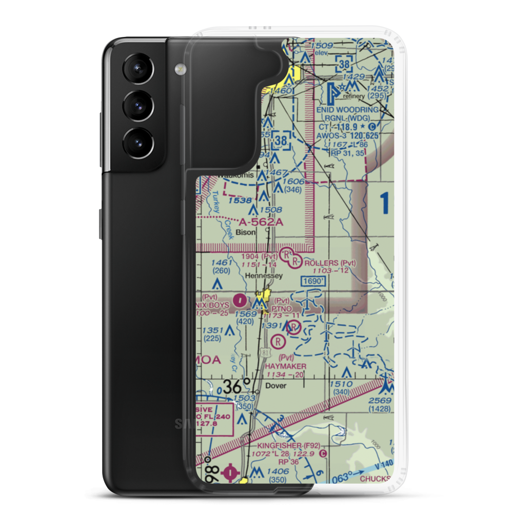 Rollers Airport (OK48) VFR Sectional Samsung Case Samsung Galaxy S21 Plus model shown