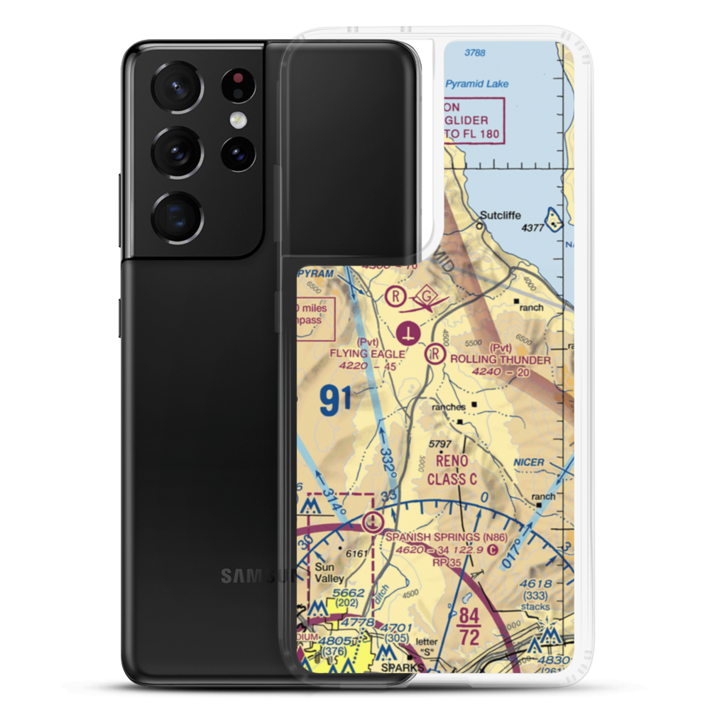 Rolling Thunder Airport (NV96) VFR Sectional Samsung Case Samsung Galaxy S21 Ultra model shown