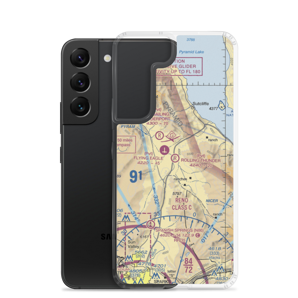 Rolling Thunder Airport (NV96) VFR Sectional Samsung Case Samsung Galaxy S22 model shown
