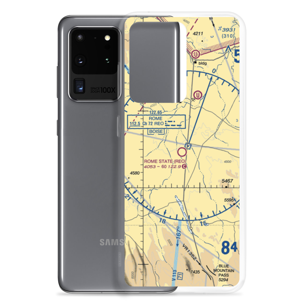 Rome State Airport (REO) VFR Sectional Samsung Case Samsung Galaxy S20 Ultra model shown