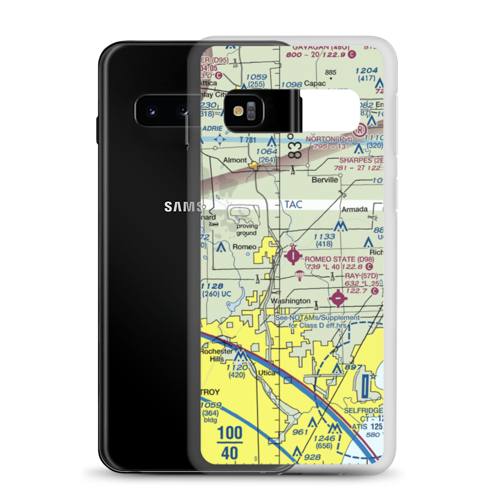 Romeo State Airport (D98) VFR Sectional Samsung Case Samsung Galaxy S10 model shown