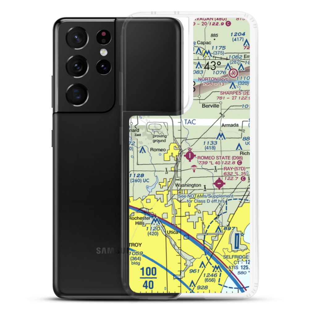 Romeo State Airport (D98) VFR Sectional Samsung Case Samsung Galaxy S21 Ultra model shown
