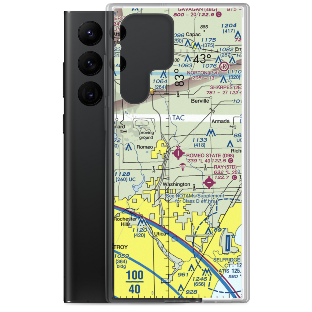 Romeo State Airport (D98) VFR Sectional Samsung Case Samsung Galaxy S22 Ultra model shown