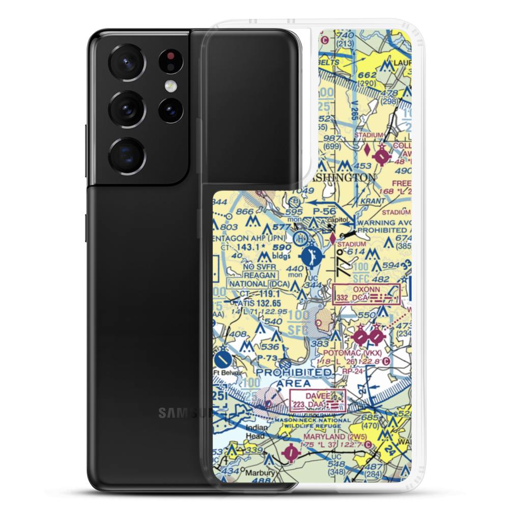 Ronald Reagan Washington National Airport (DCA) VFR Sectional Samsung Case Samsung Galaxy S21 Ultra model shown