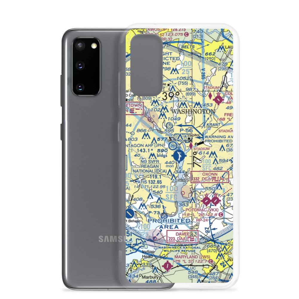 Ronald Reagan Washington National Airport (DCA) VFR Sectional Samsung Case Samsung Galaxy S20 model shown