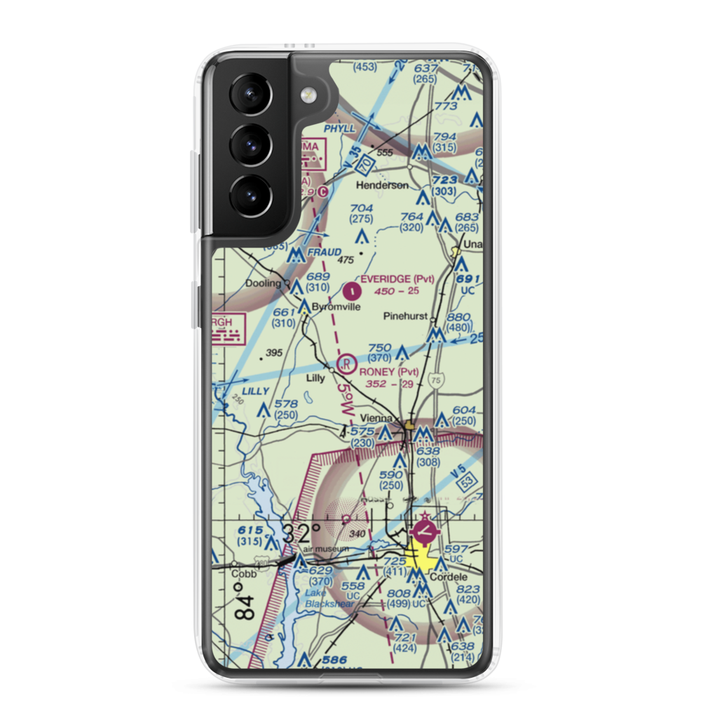 Roney Farms Airport (5GA6) VFR Sectional Samsung Case Samsung Galaxy S21 Plus model shown