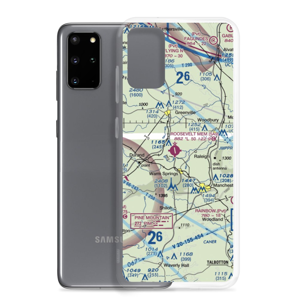 Roosevelt Memorial Airport (5A9) VFR Sectional Samsung Case Samsung Galaxy S20 Plus model shown