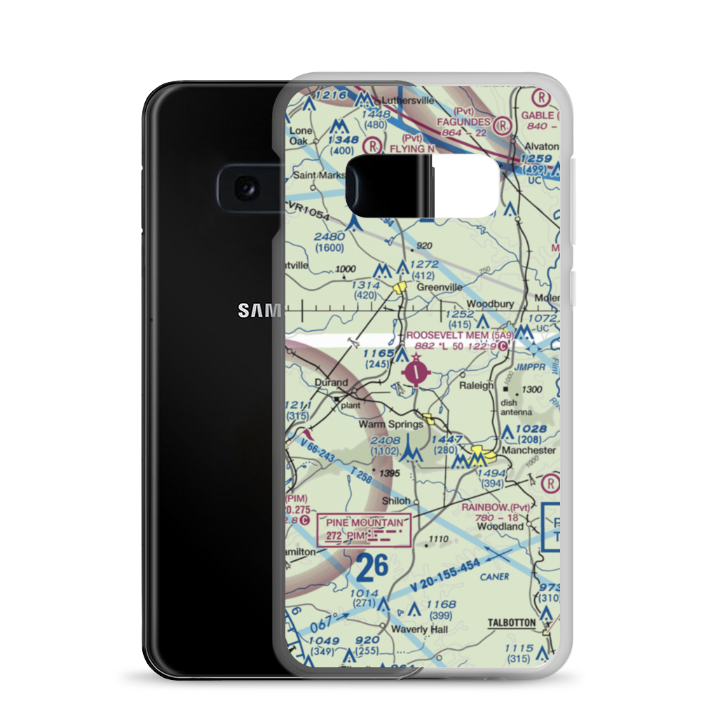 Roosevelt Memorial Airport (5A9) VFR Sectional Samsung Case Samsung Galaxy S10e model shown
