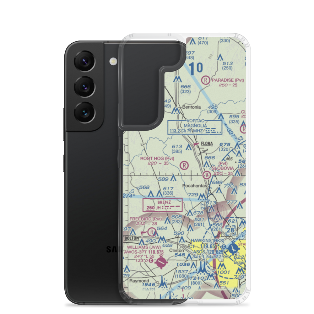 Root Hog Airport (3MS3) VFR Sectional Samsung Case Samsung Galaxy S22 model shown