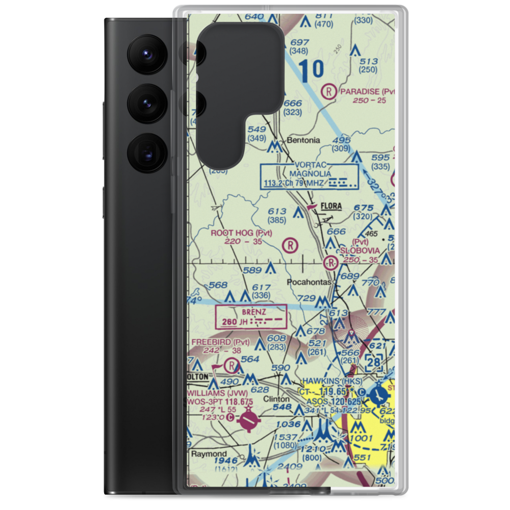 Root Hog Airport (3MS3) VFR Sectional Samsung Case Samsung Galaxy S22 Ultra model shown