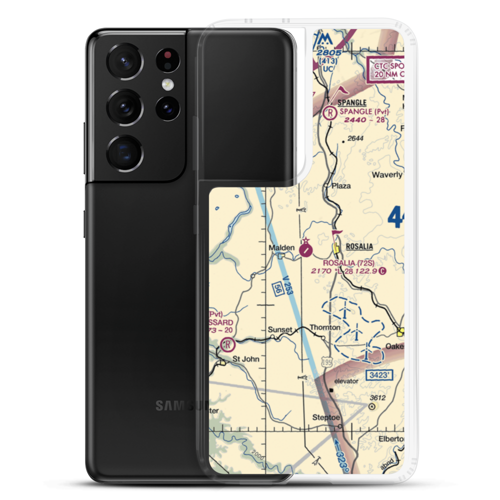 Rosalia Municipal Airport (72S) VFR Sectional Samsung Case Samsung Galaxy S21 Ultra model shown