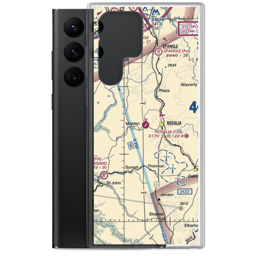 Rosalia Municipal Airport (72S) VFR Sectional Samsung Case Samsung Galaxy S22 Ultra model shown