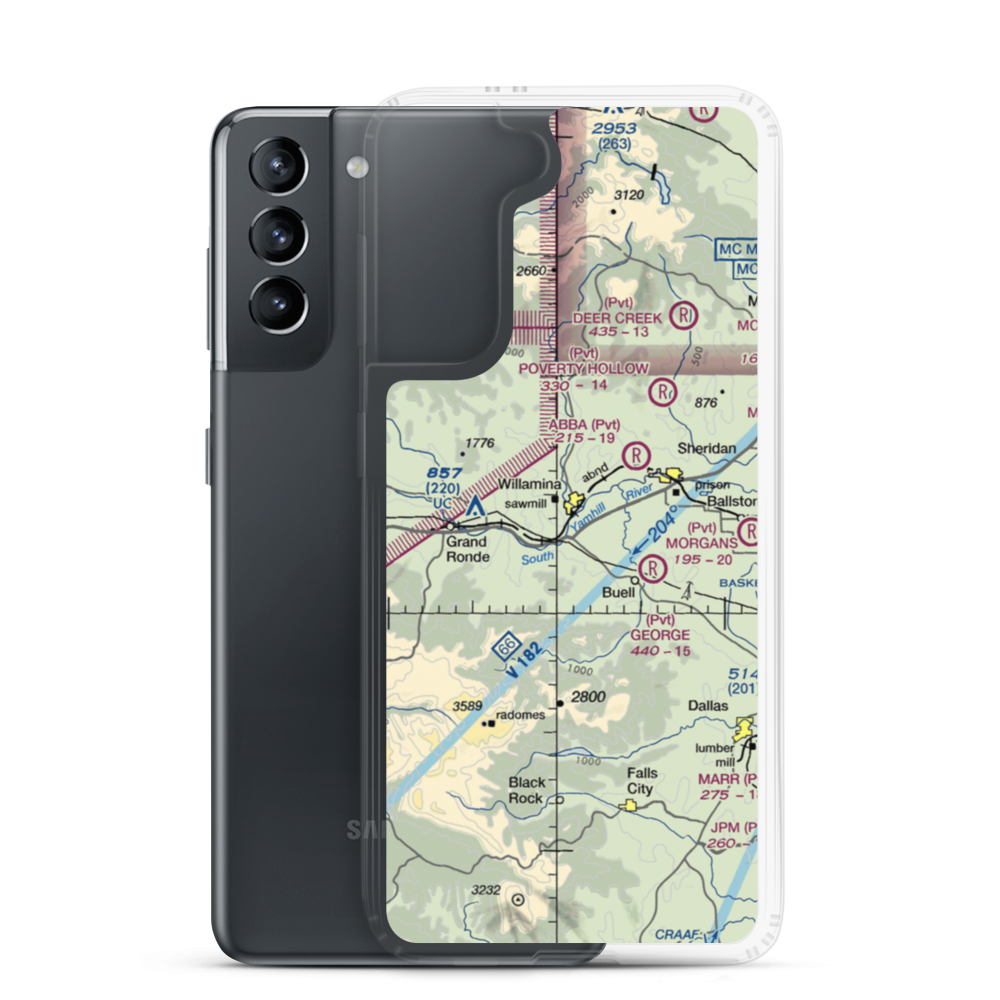 Roscoes Airport (OG26) VFR Sectional Samsung Case Samsung Galaxy S21 model shown