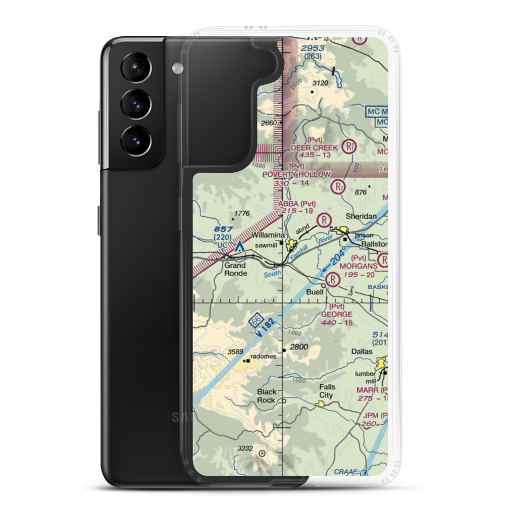 Roscoes Airport (OG26) VFR Sectional Samsung Case Samsung Galaxy S21 Plus model shown
