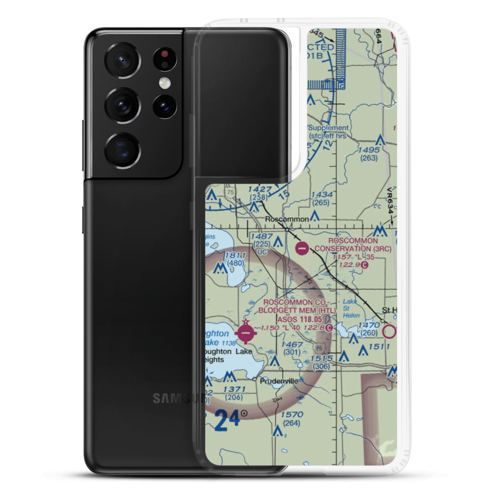 Roscommon Conservation Airport (3RC) VFR Sectional Samsung Case Samsung Galaxy S21 Ultra model shown