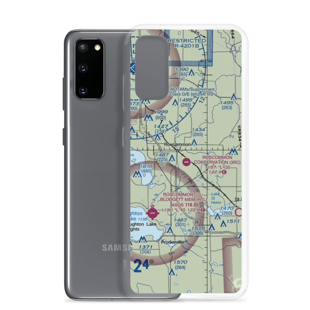 Roscommon Conservation Airport (3RC) VFR Sectional Samsung Case Samsung Galaxy S20 model shown