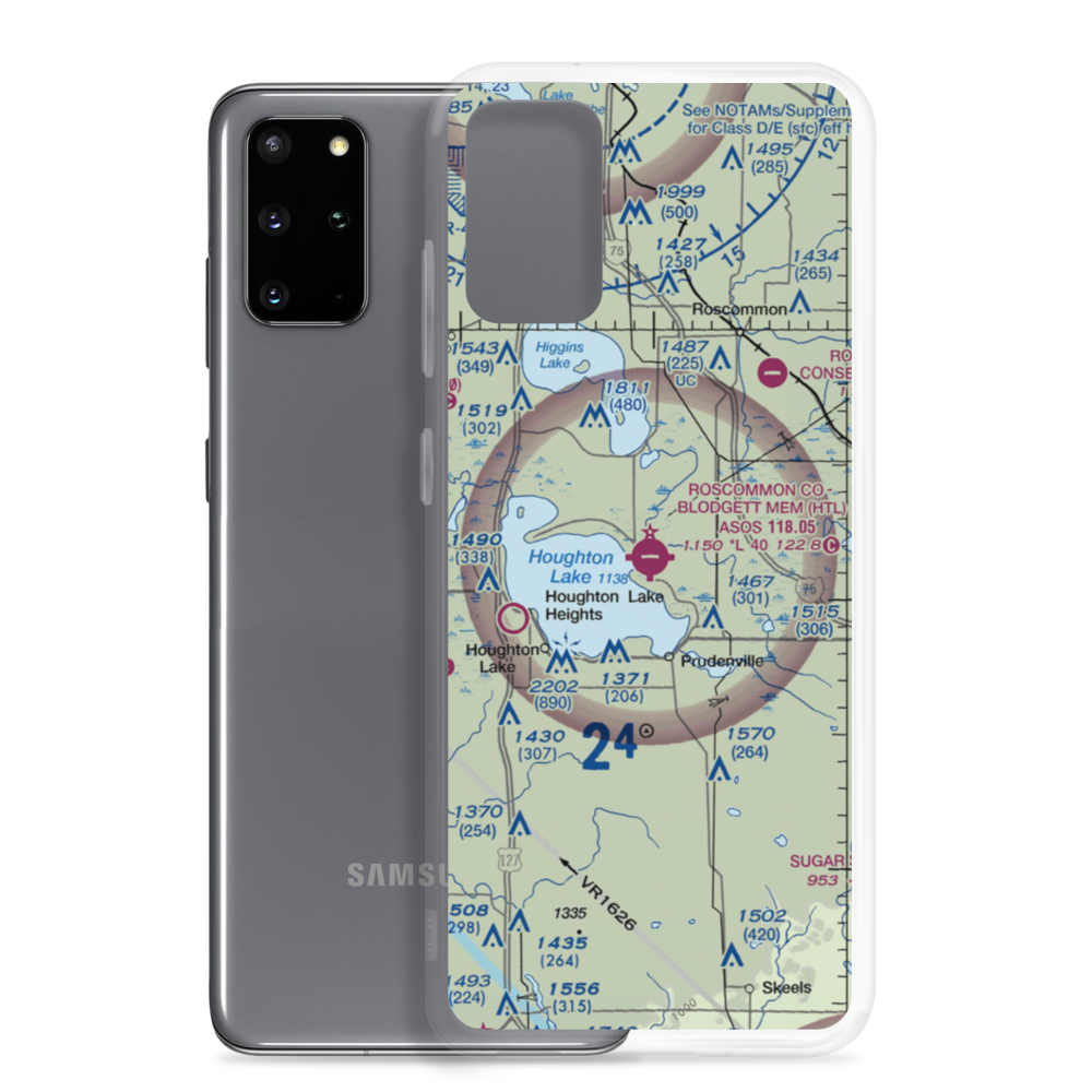 Roscommon County - Blodgett Memorial Airport (HTL) VFR Sectional Samsung Case Samsung Galaxy S20 Plus model shown
