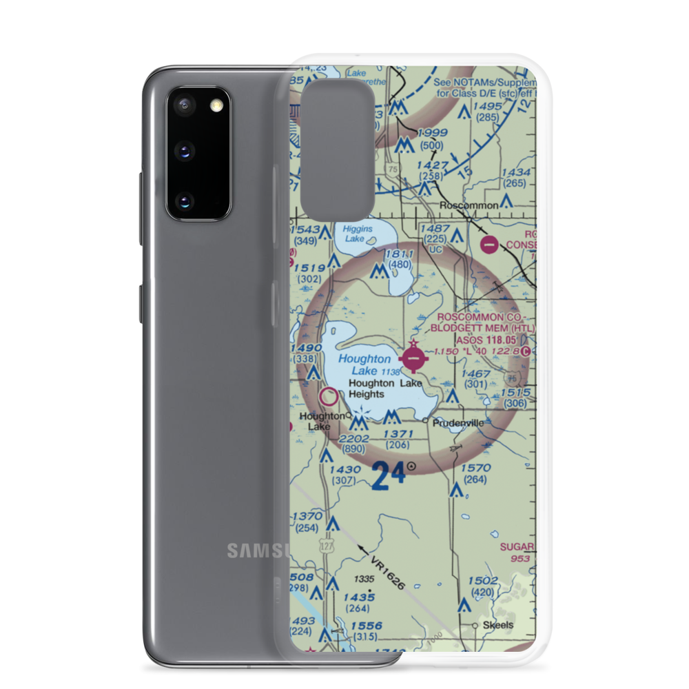 Roscommon County - Blodgett Memorial Airport (HTL) VFR Sectional Samsung Case Samsung Galaxy S20 model shown