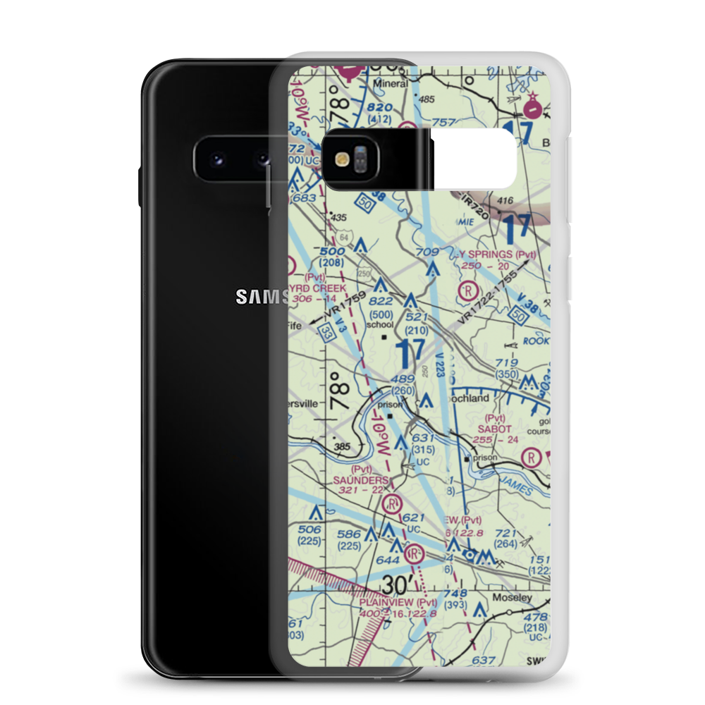 Rose Retreat Farm Airport (VA44) VFR Sectional Samsung Case Samsung Galaxy S10 model shown