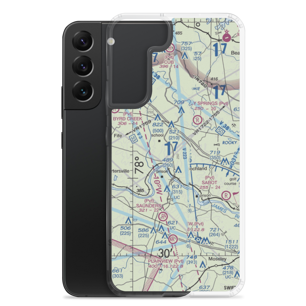 Rose Retreat Farm Airport (VA44) VFR Sectional Samsung Case Samsung Galaxy S22 Plus model shown